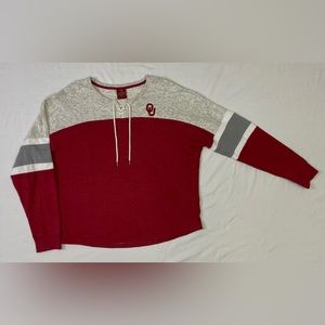 Oklahoma Sooners Colosseum Women’s Lace-Up Pullover Sweatshirt- Crimson